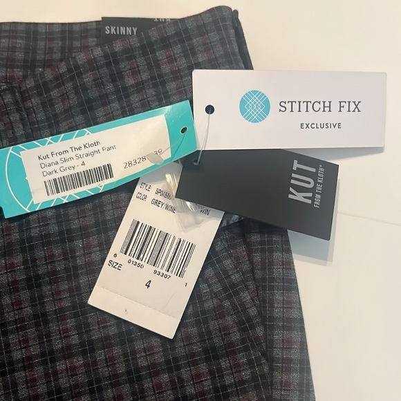 NWT KUT From The Kloth Diana Slim Straight Pant Dark Grey Plaid StitchFix Size 4 - Picture 9 of 13
